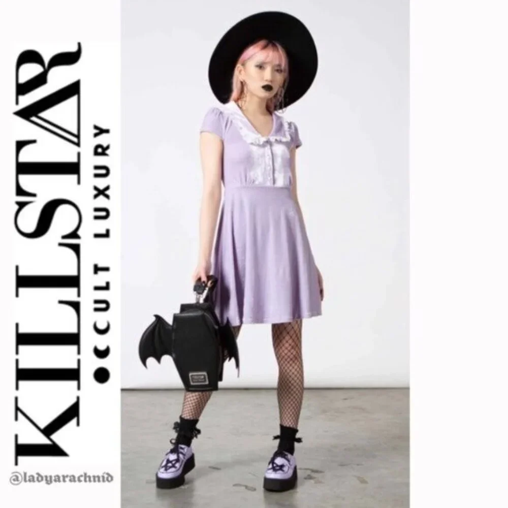 KILLSTAR Every Mourning pastel goth mini dress [PASTEL LILAC] - Picture 3 of 8